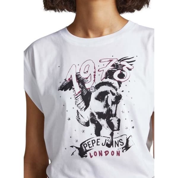 T-shirt Pepe Jeans Bianca Vit för Dam Vit S