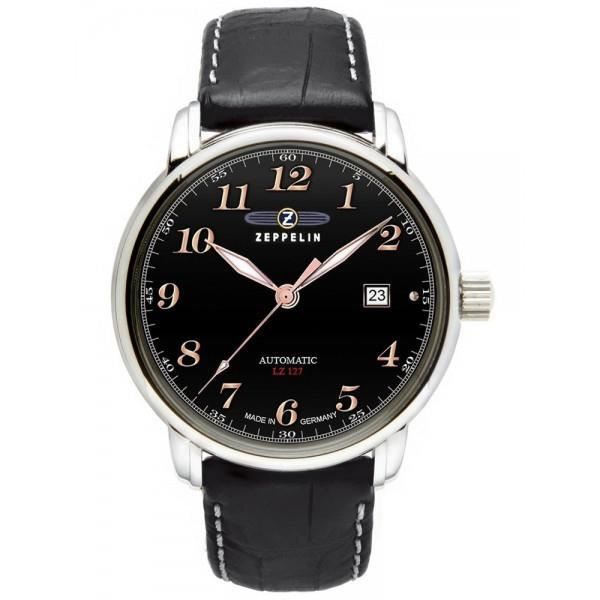 Klocka - Zeppelin - LZ127 7656-2 - Svart Läder - Automatisk - 5 Atm