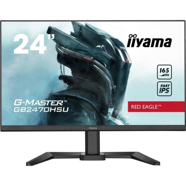 PC Gamer-skärm - IIYAMA G-Master Red Eagle GB2470HSU-B5 - 24" FHD - Snabb IPS-panel - 0,8ms - 165Hz - HDMI / DP / USB - FreeSync