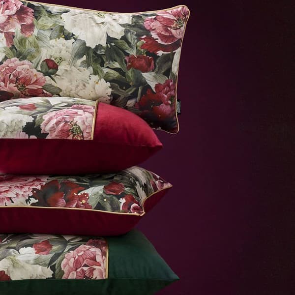 Blossom kuddfodral i mörkröd sammet - 100% polyester, dragkedja, inredning vardagsrum/sovrum