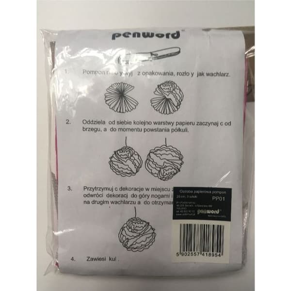 Pompon Polsirhurt Pompon i rosa papper 25 cm pp01