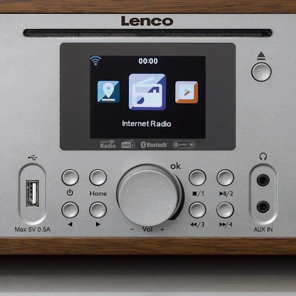 Internetradio, DAB, FM, CD, BT - LENCO DIR-270WD - Valnöt-Silver Valnöt-Silver