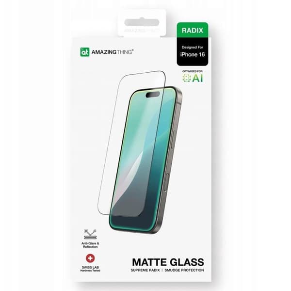 Skyddsglas för telefon - iPhone 16 - Härdat glas - Matt - 1 styck (grön)