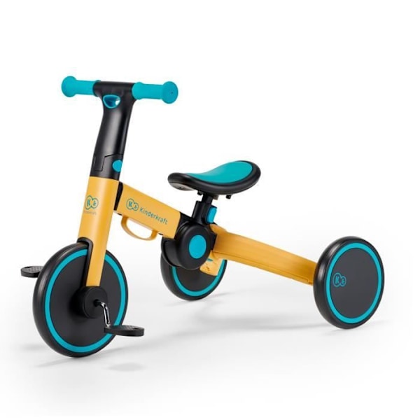 Kinderkraft 4TRIKE 3 in 1 trehjuling - Gul - Fällbar - För barn i åldrarna 1 till 5 år
