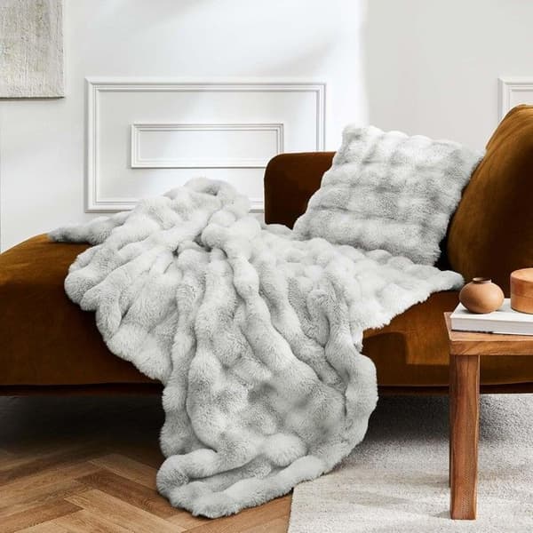 Plaider - Inomhusmjukhet - MOUNTY - Polyester - 180 x 220 cm - Grå Grå
