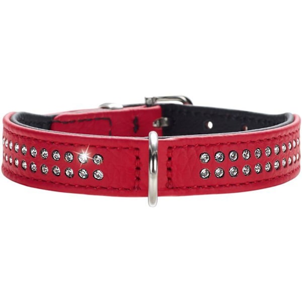 Hunter Collar - 63639 - Diamond Nappa Leather Dog Collar Small - Röd/Svart - 42/35-39 cm, X-Large