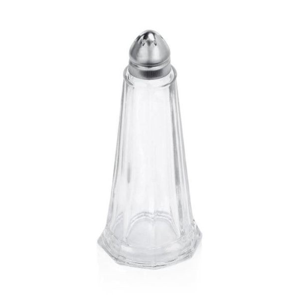 Glas/rostfritt stål salt/peppar shaker H 110 mm Diameter 45 mm Var Tyskland N/A