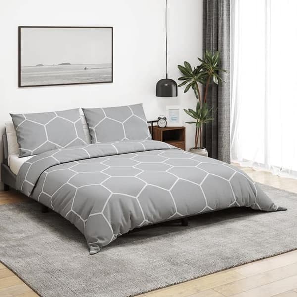 vidaXL Påslakanset Grå 220x240 cm Bomull 136452