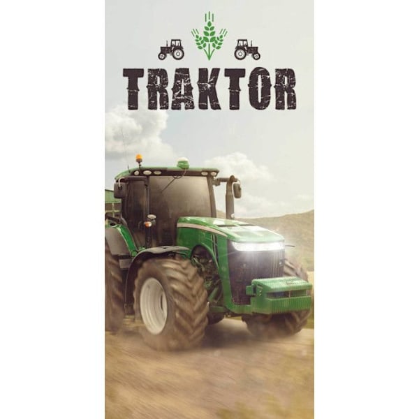 Drap de strand i bomull traktor grön - 70 x 140 cm - Flerfärgad Grön
