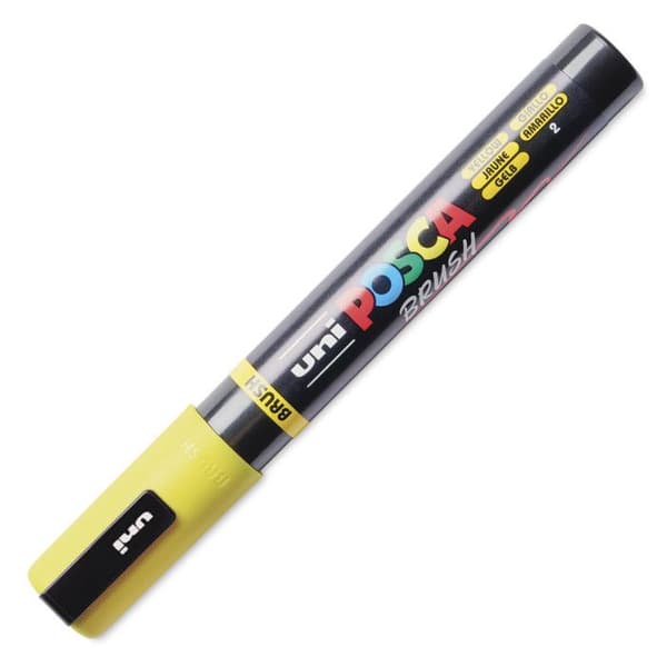 POSCA-markör - Gul - Penselspets - PC5BR - Alla ytor Gul