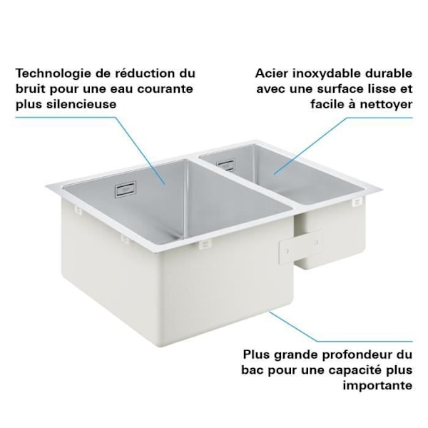 GROHE Undermonterad diskbänk K700 31577SD1 - Rostfritt stål Grå