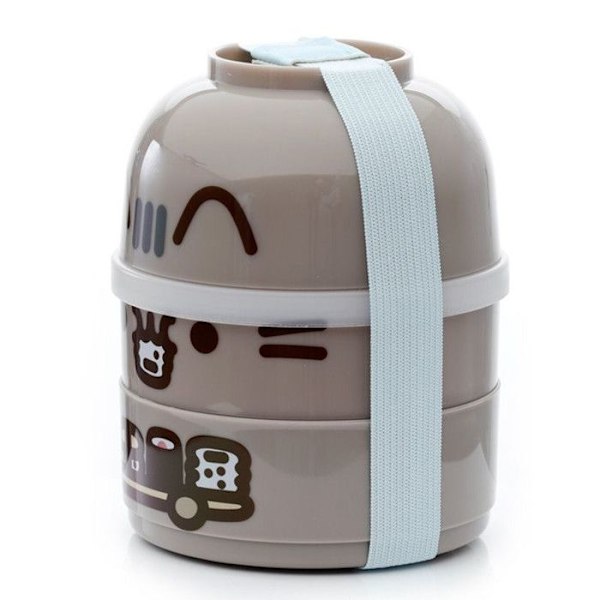Bento Matlåda - Pusheen - Rund - 13cm - Utan BPA - Ej mikrovågsugnssäker brun svart