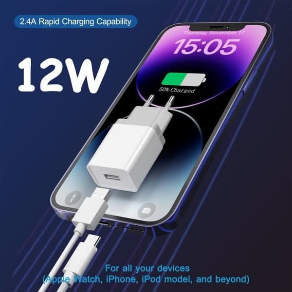 USB-laddare - GENERISK - 3-pack - 12W (5V/2,4A) - Ultraflatt - Kompakt