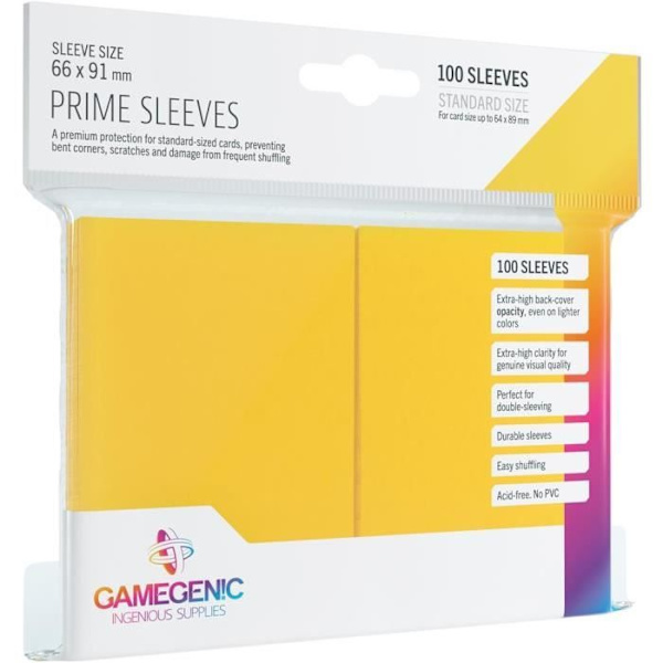 Pockets ärmar - Gamegenic - Prime - 100 fickor - Gul - Halvhalkskyddande Gul