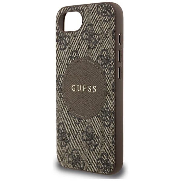 Coque Guess 4G Circle Classic Logo MagSafe för iPhone 16e (brun) brun