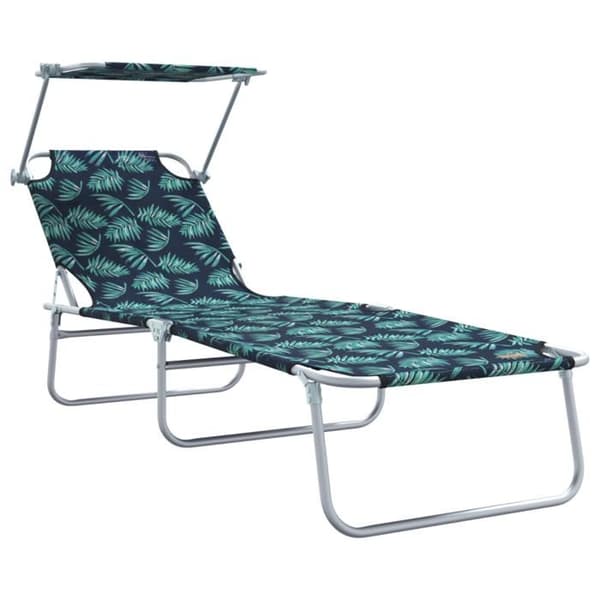 Fällbara Chaises Longues 2 st med Bladmönster 600D Oxford Tyg