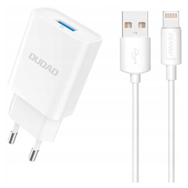 Laddare - DUDAO - A4EU - 2.1A - Lightning-kabel - Snabbladdning - Säkerhetsskydd Vit