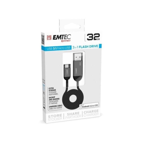 EMTEC T750 USB-nyckel - 32GB - USB 3.1 - Upp till 85 MB/s - Vit