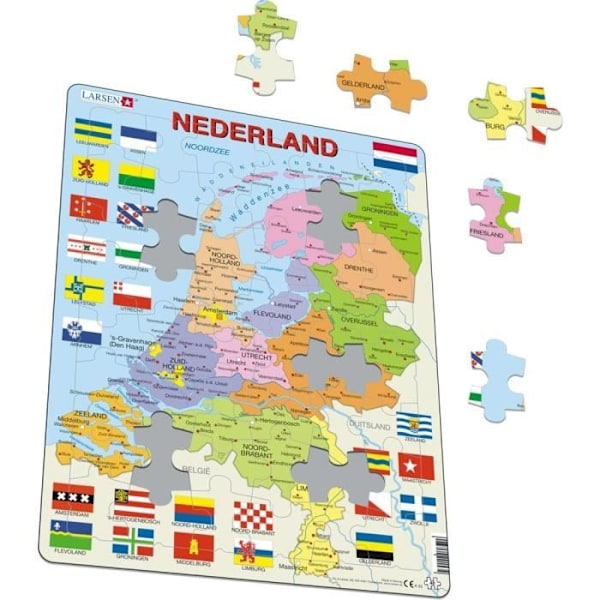 Nederländerna kartpussel - LARSEN - 48 bitar - Resor och karttema - För barn Flerfärgad