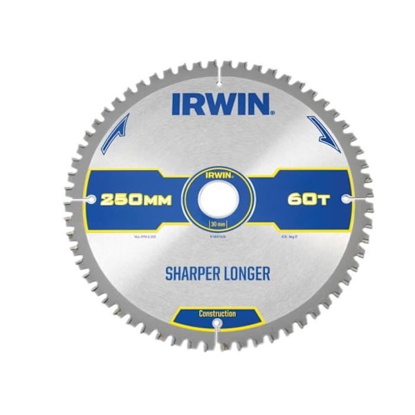 IRWIN Cirkelsågblad Konstruktion 250 x 30mm x 60T ATB / M Neg IRW1897426