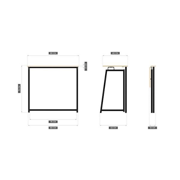 Bureau MARK ADLER LEADER 1.5 Fällbart, Svart Trädekoration, Enkel Modern Industriell Loftdesign, PC-skrivbord, Dator, Speldator