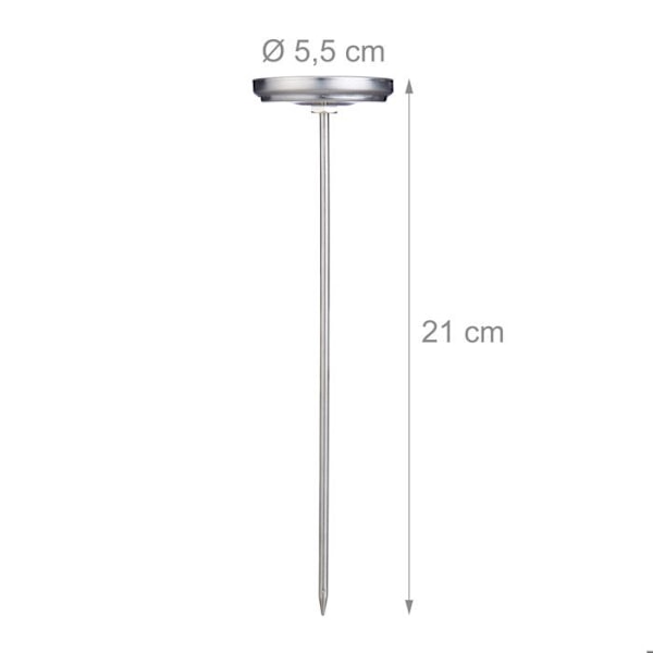 Relaxdays Kötttermometer för analog ugn, 20 cm sondtermometer i rostfritt stål silver, mörkgrön, röd