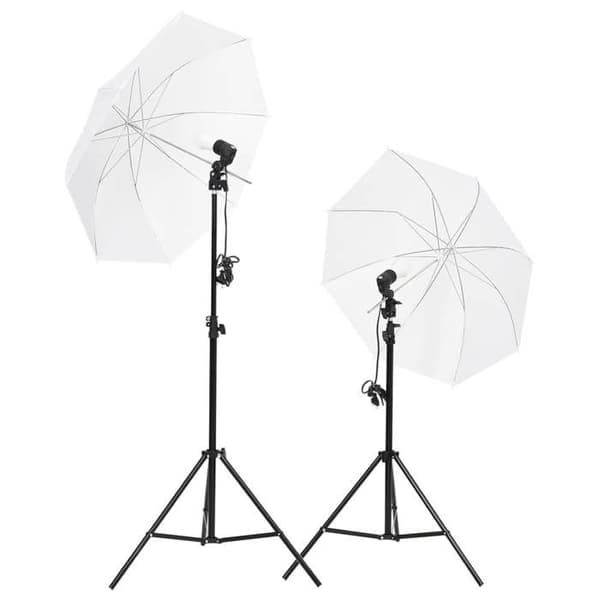 vidaXL Studio Lighting Kit med stativ och paraplyer 190230 Vit