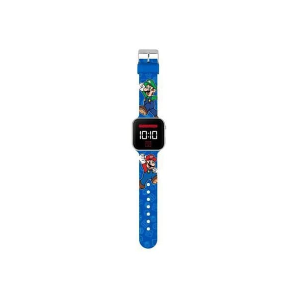 LED-klocka barn Super Mario ACCUTIME digital blå – plastarmband, digital display, klocka pojke Silver