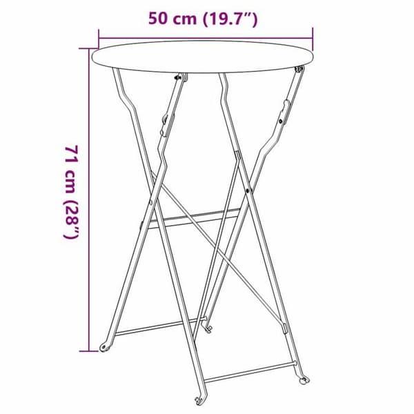Bistrofällbord - vidaXL - Senap - Pulverlackerad stål - Ø 50 x 71 cm - Fällbar - Modern design Senap