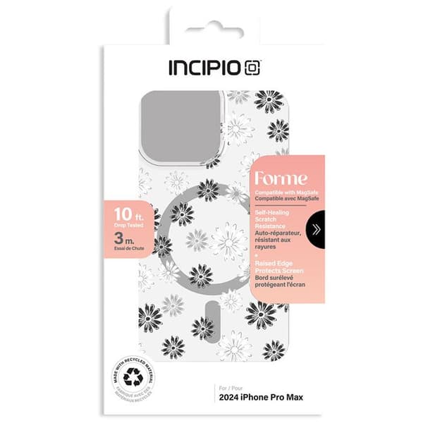 Coque iPhone 16 Pro Max - INCIPIO - Ditzy Floral Silver - Semi-rigidh - Elegant skydd - MagSafe Ditsy Blommig Silver