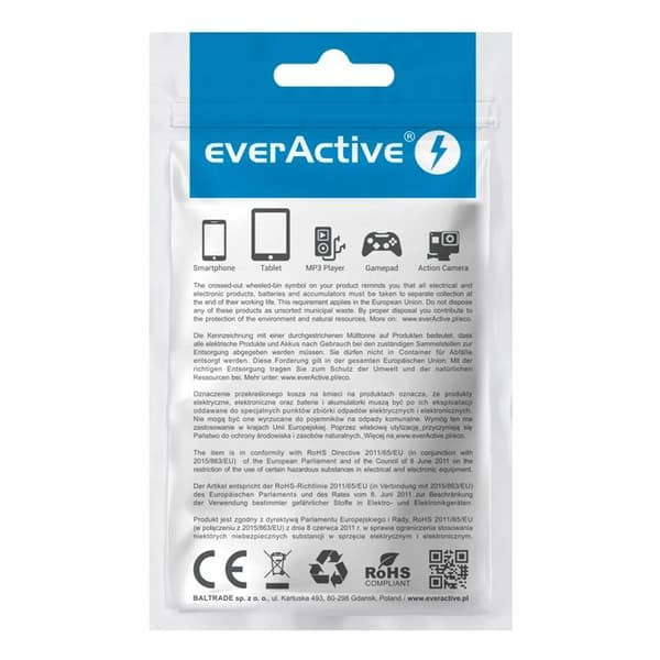 Väggladdare - EVERACTIVE - SC-330 - GaN - 1x USB-A & 1x USB-C - USB-C PD 20W (QC3.0)