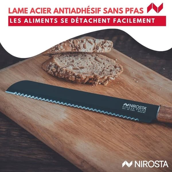 Brödkniv 33,5 cm Nirosta Flow Trä, Svart