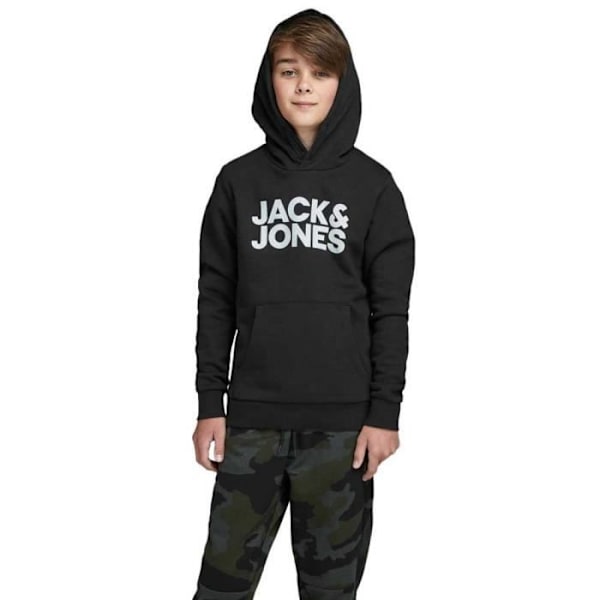 Sweatshirt barn - Jack & Jones - Corp Logo - Svart - Långa ärmar - Huva Svart 152 cm