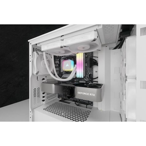 CORSAIR - iCUE H100i RGB ELITE - Flytande processorkylare - 2 120mm AF ELITE PWM-fläktar - Vit -
