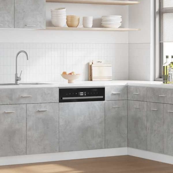 vidaXL Diskmaskinpanel "Lyon" Betonggrå 45 x 3 x 67 cm 856130