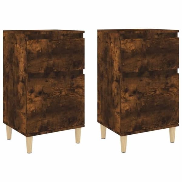 vidaXL Sängbord 2 st Rökt Ek 40x35x70 cm 819703