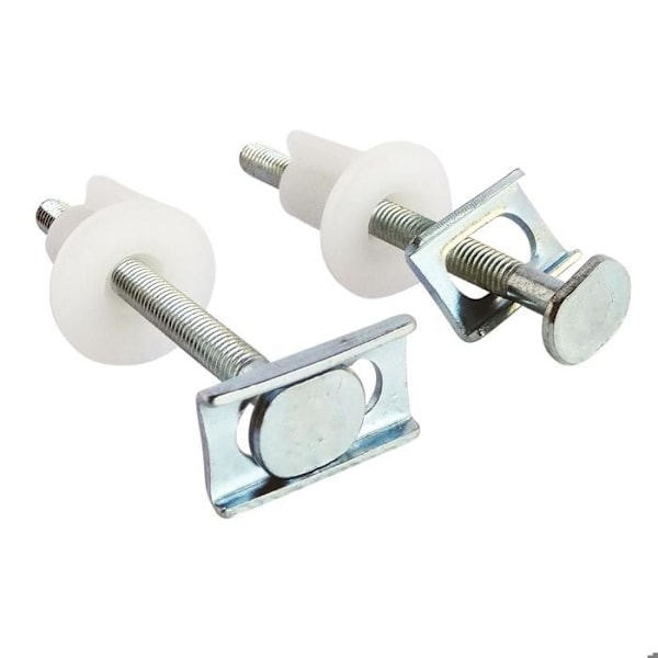 WC-sitsfäste 2 metallplattor och 2 muttrar - längd 75 mm Vit