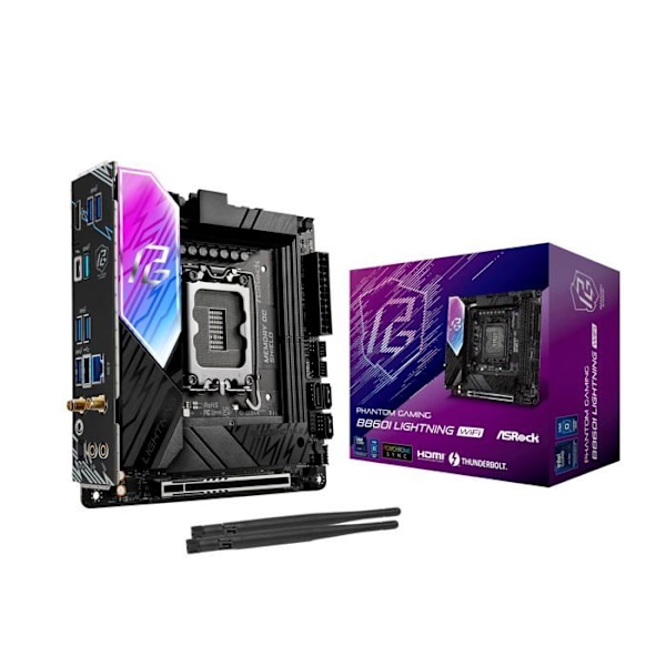 '90-MXBRZ-A0UAYZ ASRock Phantom Gaming B860I Lightning WiFi Moderkort (Intel LGA 1851) Mini ITX'