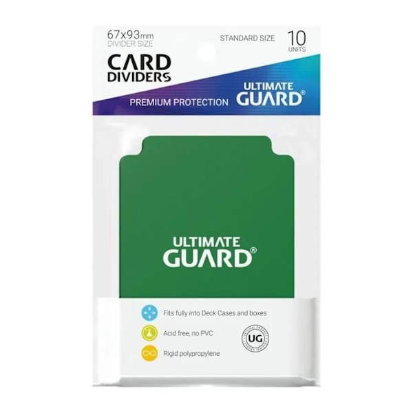 Intercalärer för kort - Ultimate Guard - 10 stycken - Grön - Styv polypropen - 69x94 mm Grön