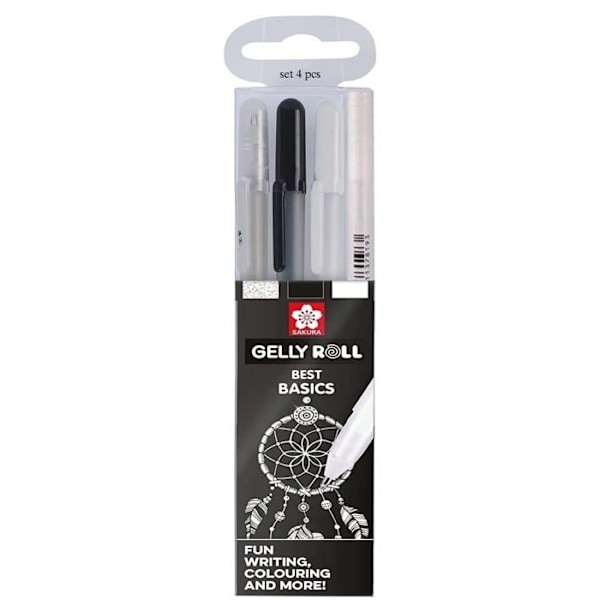 Penna - pennsats - Sakura refill - 79395896 - Gelly Roll Gel penna. 3 färger Svart, Glitter och 2 Vita set 4 st