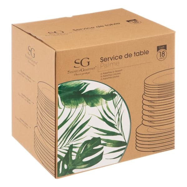 Servis 18 Delar "Palme" 26cm Grön Grön