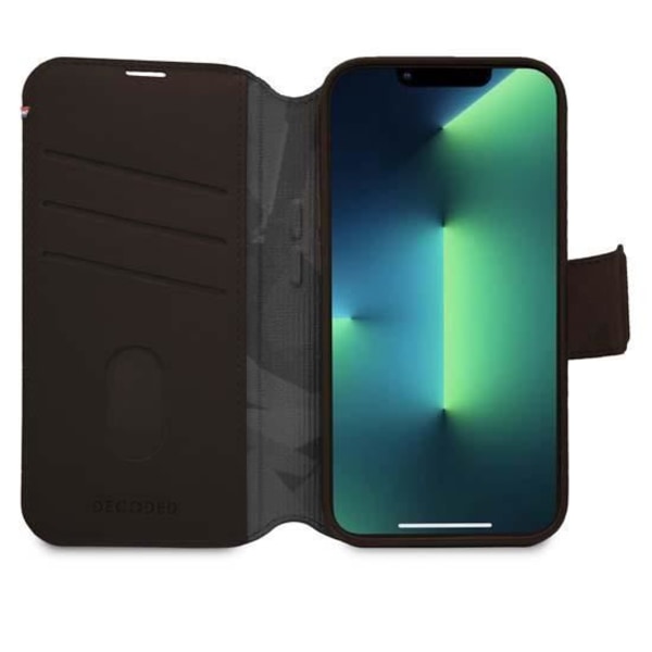 Coque - Avkodad - iPhone 14 Plus - Premium läder - Avtagbar folio - MagSafe kastanj