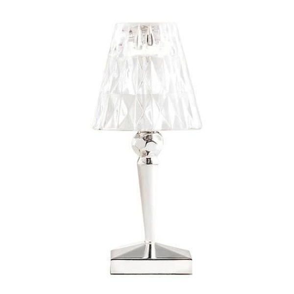 Bärbar lampa - Kartell - Batteri - LED uppladdningsbar - Krom och transparent - H22cm Krom och genomskinlig