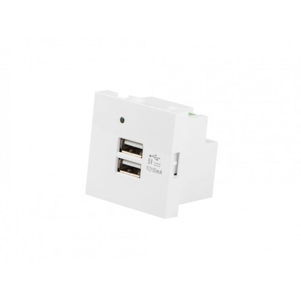Lanberg Hub Väggrosett 230 V 2 x USB 5 V 2.1 A Vit
