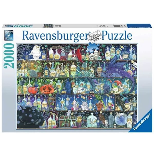 Ravensburger 2000 pusselbitar - The Potion Shelf - Zoe Sandler - Fantasy - Orange - Blå Orange