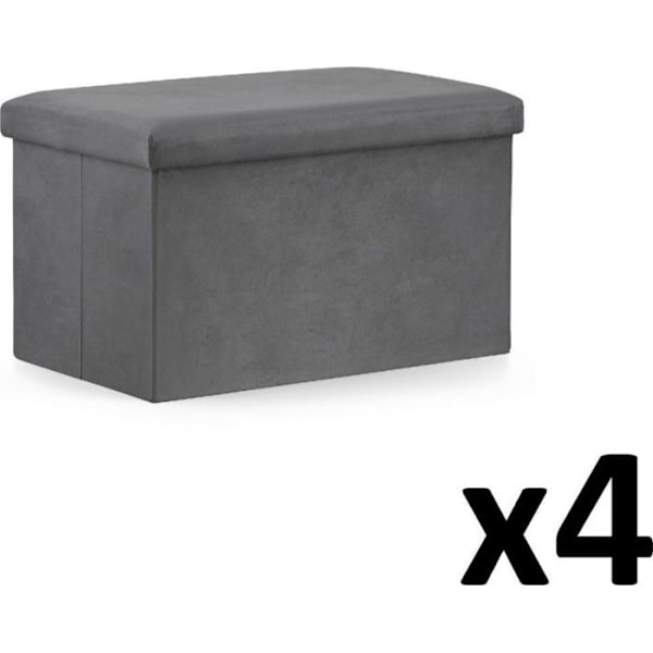 Pouf - poir Leobert - modell152724 - Fällbar pouf XL - 60x38x38cm grå sammet x 4