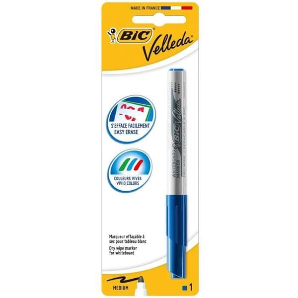 VELLEDA® 1741 Medium torr raderingsmarkör - Blått bläck - BIC Blå