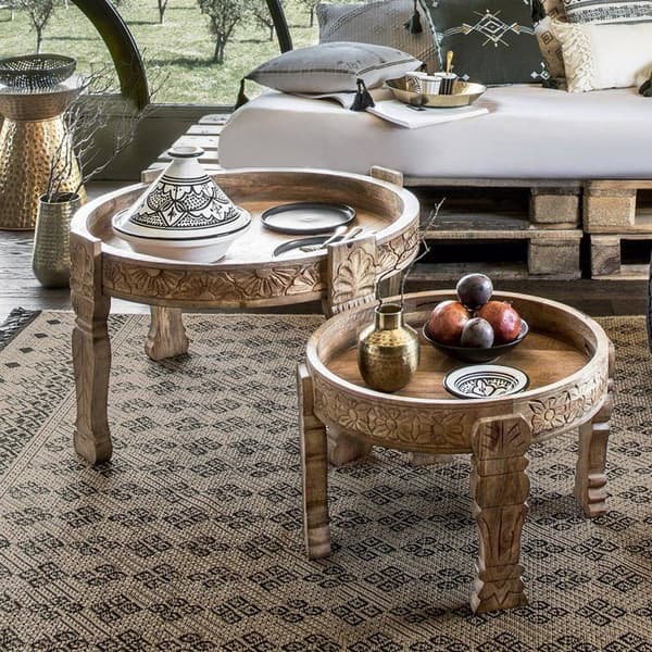 Sidobord "Gypsy" mangoträd D75cm - Atmosphera Inredningsdesigner beige