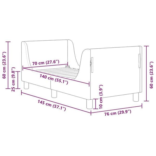 Sängram för småbarn - vidaXL - Blå polis - Sammet - 145x76x60 cm - Maximal vikt 140 kg Blå polis