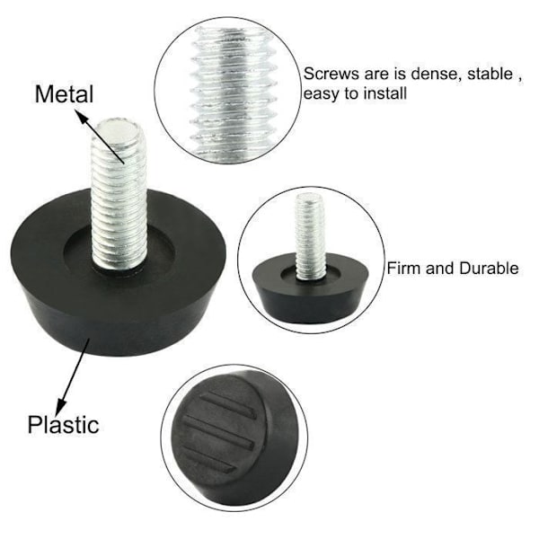 SOURCING KARTA Inskruvade utjämningsfötter 22mm x M6 x 20mm Möbelbensändkåpa Pad Pad 20st